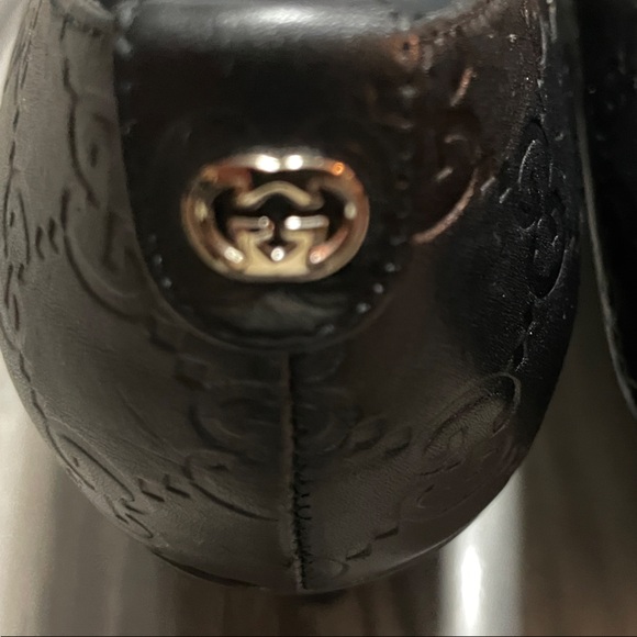 Gucci Black Embossed Wedge Shoes - Picture 5 of 5